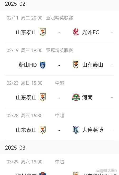 山东泰山亚冠最新赛程直播_2025亚冠泰山队比赛时间表及战况分析