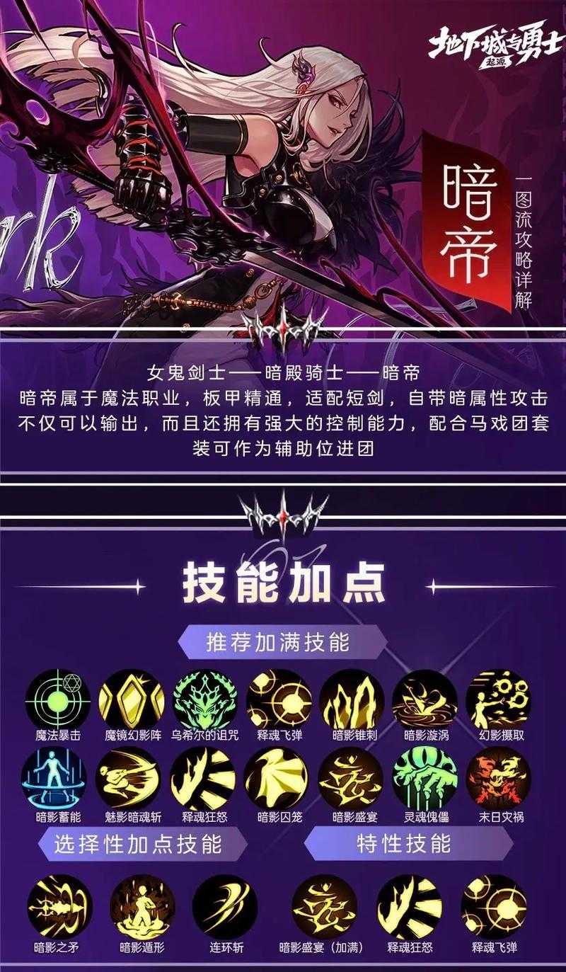 DNF90版本暗帝刷图加点推荐 最新暗帝PVE技能加点方案