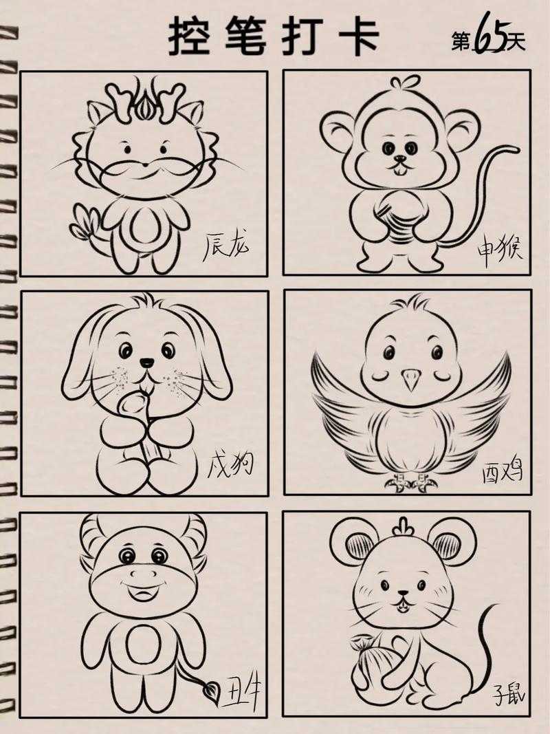 如何绘制可爱的卡通版十二生肖简笔画?图片教程来袭