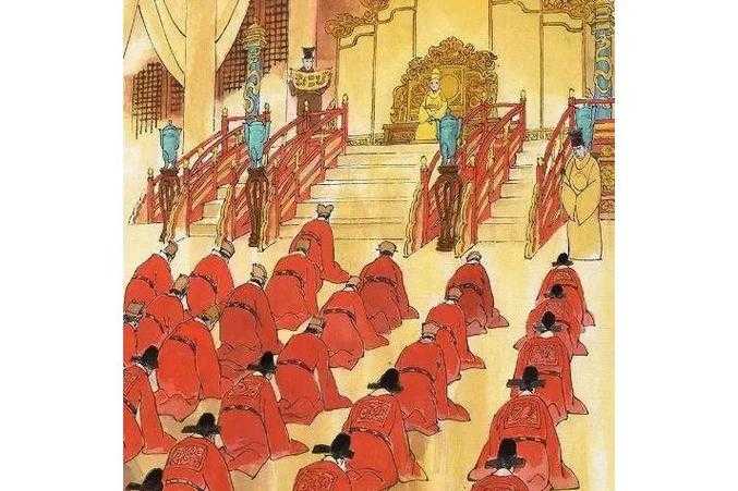 皇子早朝策马执木棒 朝堂威严显