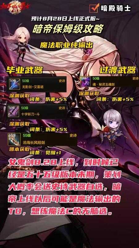 关于《DNF》暗殿骑士武器体系及版本规划的分析报告:
