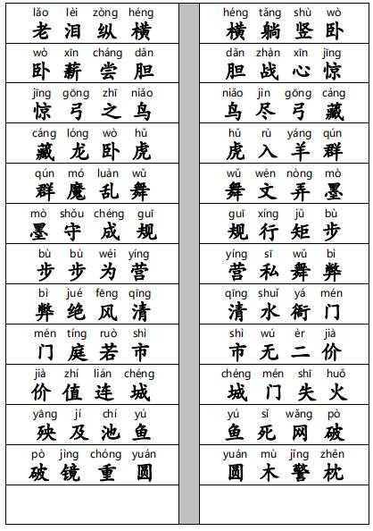 -2年级成语接龙大全(附拼音+释义)