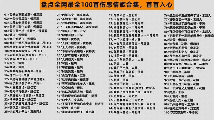 动人的歌曲清单:精选好听的十首歌名推荐
